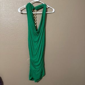 Womens green rouched short dress